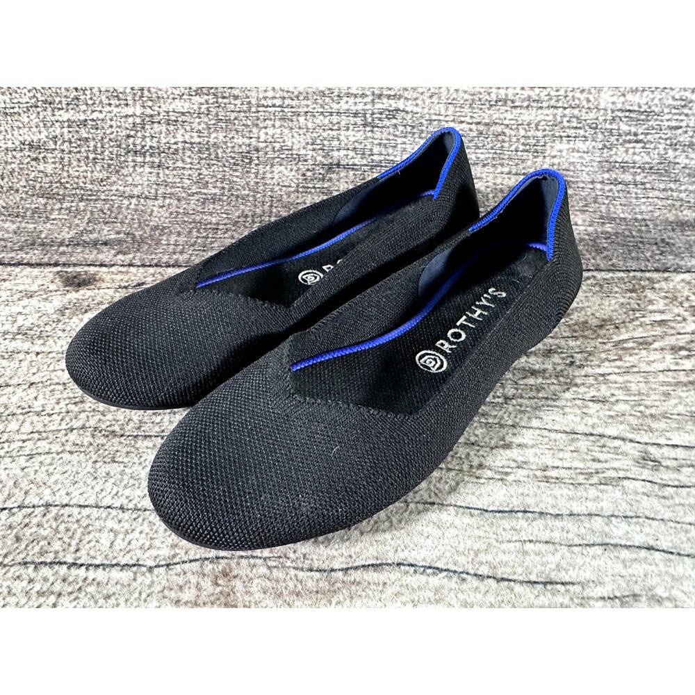 Rothy's The Flat Women's Black Round Toe Knitted Flats Slip On Size 9.5